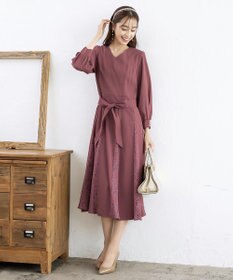 Tiaclasse L 【洗える】レース切り替えフレアワンピース