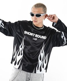 WEGO 【ユニセックス着用ITEM】ファイヤーパターンゲームロゴT（長袖）