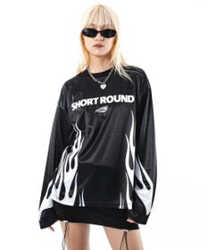 WEGO 【ユニセックス着用ITEM】ファイヤーパターンゲームロゴT（長袖）