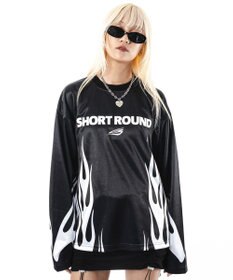 WEGO 【ユニセックス着用ITEM】ファイヤーパターンゲームロゴT（長袖）