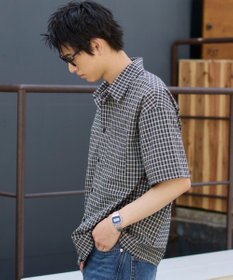 WEGO クロップドSSマイクロチェックシャツ