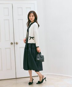 Feroux バイカラーリボンニット カーディガン