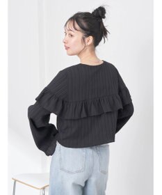 earth music&ecology フリル切替えショートブラウス