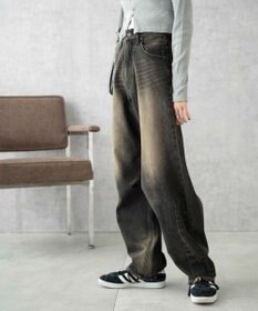 WEGO ヴィンテージウォッシュカーブデニムパンツ