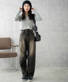 WEGO ヴィンテージウォッシュカーブデニムパンツ