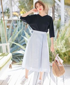 ANY SIS 【洗える】エアリーストライプ スカート