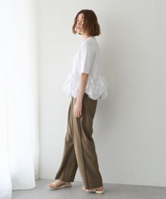 YECCA VECCA パール釦ラッフル5分袖カーディガン
