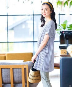 Tiaclasse 【洗える】体型カバーも叶うアシンメトリーストライプチュニックブラウス