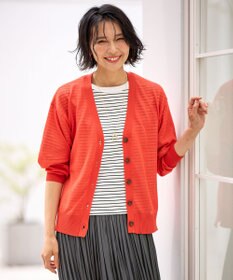 ANY L 【洗濯機可/接触冷感/アンチピリング】シアーニットVネックカーディガン