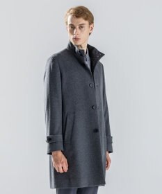 JOSEPH HOMME 【新素材】ライトウールシャギー　スタンドカラーシングルブレストコート グレー系