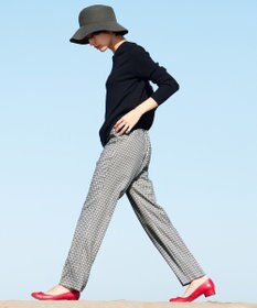 23区 ウールミルドストレッチチェック テーパードパンツ