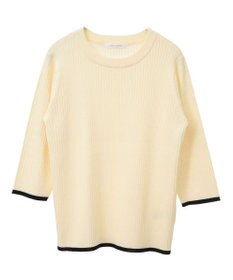 Green Parks ＢＰ　袖口カラーリブ７分袖ニットプルオーバー