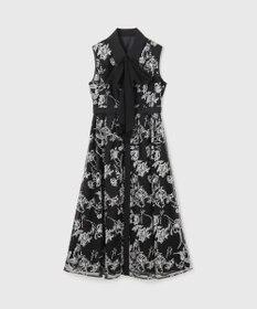 GRACE CONTINENTAL フラワー刺繍ボウタイドレス