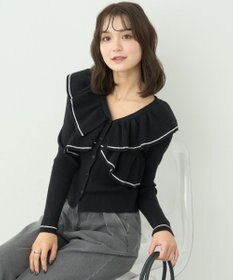 earth music&ecology Ｖネックフリルニットカーディガン