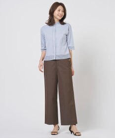 J.PRESS LADIES エンブロコンビ シャツジャージー バンドカラー カットソー