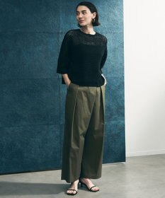 UNFILO L クロシェレースニット ハーフスリーブ プルオーバー