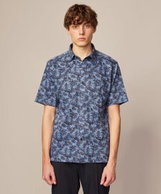 JOSEPH ABBOUD 【リネン素材/清涼感/吸水速乾】リネンハニカムプリント 半袖 シャツ