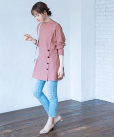 Tiaclasse L 【洗える】1枚でもレイヤード効果のあるサイドボタンチュニック