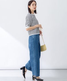 組曲 L ライトデニム セミワイドパンツ