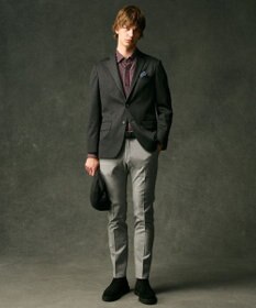 JOSEPH ABBOUD 【キングサイズ・ウエストも伸びる!オーガニックコットン使用】ムリネへリンボンストレッチ パンツ