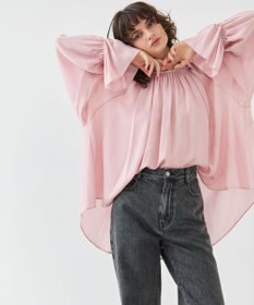 BEIGE， 【洗える】MUSCARI / ソフトシルクキャンディースリーブブラウス