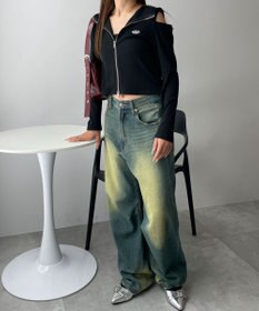 WEGO オープンショルダーダブルジップパーカー