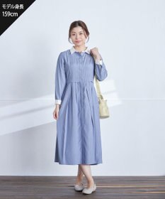 Tiaclasse 【洗える】パール釦フレアシャツワンピース