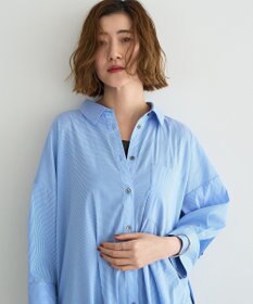 YECCA VECCA リブMIXストライプオーバーシャツ