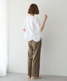 YECCA VECCA パール釦ラッフル5分袖カーディガン