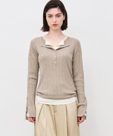 uncrave ハイゲージニット ヘンリーネックトップス モカ