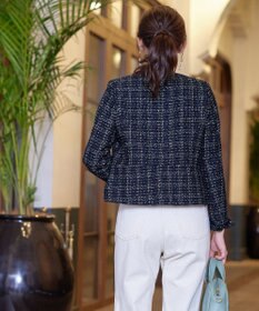 Tiaclasse L 【洗える】ラメチェックツイードジャケット