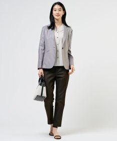 J.PRESS LADIES 【一枚で着映え】シルフィーローン ストライプ フリル シャツブラウス