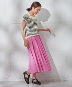 ANY 【ウエストゴム/ポケット付】シャンブレーライク フレアスカート