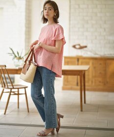 組曲 【洗える】エンブロイダリーレース チュニックブラウス