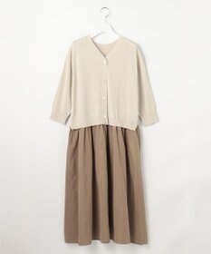 自由区 L 【人気異素材コンビの最新作・前後着用可】タフタコンビ ワンピース