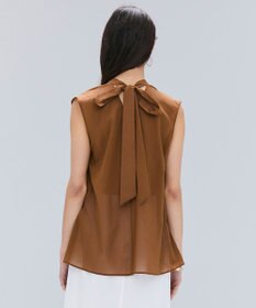 BEIGE， 【洗える】BAC / コットンバックボウタイノースリーブブラウス