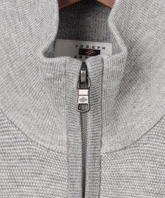 JOSEPH ABBOUD 【チクチクしない/ 3シーズン対応】ハイカウントSNOWYジャカードジップ カーディガン