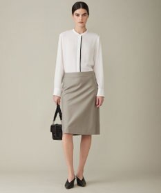 ICB 【WEB限定カラーあり・速乾・洗える】BackSatinAmunzen バンドカラーブラウス