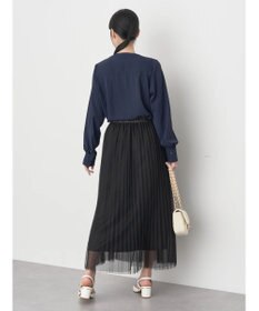 earth music&ecology ノーカラーフロントタックブラウス