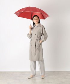 MOONBAT LANVIN en Bleu 折りたたみ傘 ジャカード×パイピング 簡単開閉 大きめ55cm