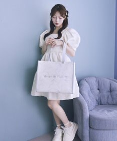 Maison de FLEUR リボンパールプリントマルチポケットトートバッグ