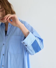 YECCA VECCA リブMIXストライプオーバーシャツ