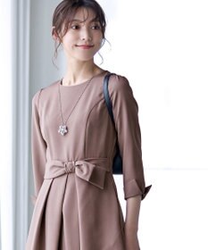 Tiaclasse 【セレモニー・新色追加・洗える】アシメリボンベルトフレアワンピース