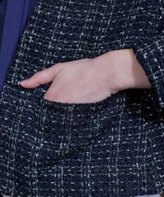 Tiaclasse L 【洗える】ラメチェックツイードジャケット