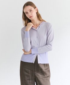 BEIGE， JULIE / コットンシルク クルーネックカーディガン Lilac