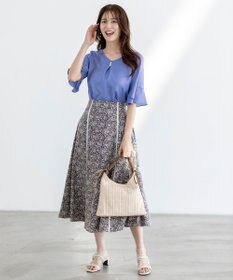 ANY SIS S 【接触冷感・UVカット・速乾】スムージーポリエステル フレアスリーブ ブラウス