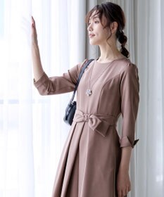 Tiaclasse 【セレモニー・新色追加・洗える】アシメリボンベルトフレアワンピース