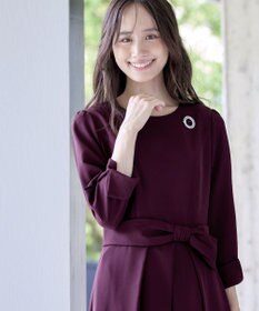 Tiaclasse 【セレモニー・新色追加・洗える】アシメリボンベルトフレアワンピース