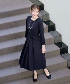 Tiaclasse 【セレモニー・新色追加・洗える】アシメリボンベルトフレアワンピース