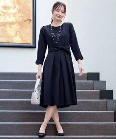 Tiaclasse 【セレモニー・新色追加・洗える】アシメリボンベルトフレアワンピース